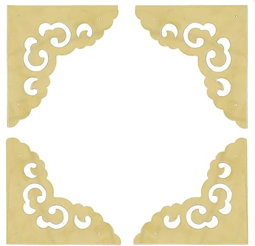 4pcs Schreibtisch Eckenschutz Tischkantenschutz Abdeckung Metall,Vintage Eckenschutz Kantenschutz,Kantenabdeckung,mit Schrauben,für Kisten Boxen Möbel Regal Tisch,Holztür,Schutz Beschläge,Messing