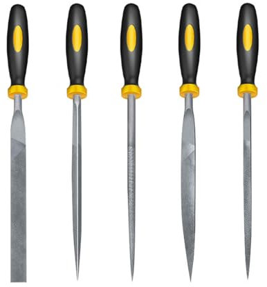 Zimoer 5 Pezzi Lima per Legno e Metallo, Mini Set di Lime in Metallo, Set di Lime ad Ago, Set di Lime Comprende Lime Piatte, Lime Semitonde, Lime Rotonde, Lime Triangolari e Lime Quadrate, 140mm