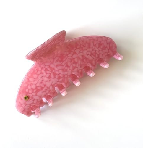 ella cases Svea Haarklammer Groß Eckig Dotty Pink Haarschmuck Haarspangen Damen für dickes und dünnes Haar Bruchsicher aus nachhaltigem Baumwoll Acetat