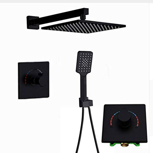 Generisch Duschsystem, Wandmontage, Messing, schwarz, Duscharmaturen für Badewanne, 20,3–30,5 cm, Regenduschkopf mit Umstellventil und Handbrause, Luxus-Duschset, 30,5 cm (30,5 cm)