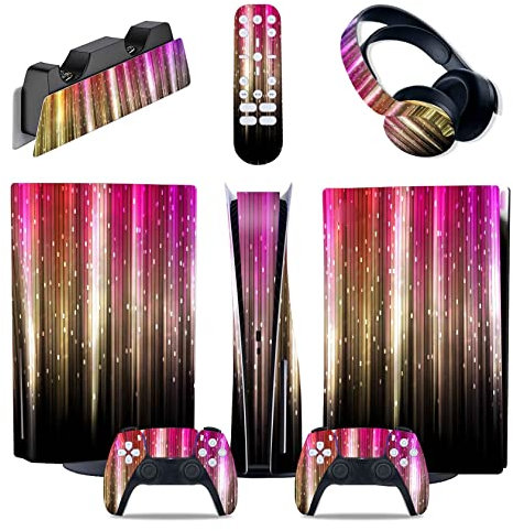 Para PS5 Consola Disc Edition & Digital Edition Pegatina Vinilo Calcomanía Cubierta Para Ps5 Mando & Estación Carga & Auriculares & Mando Multimedia 22541 Sin Burbujas Sin Espuma Antiarañazos(Size:Dig