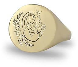 ANEMONE JEWELRY Jungfrau Maria Bold Statement Ring - 14k Gold Mary Ring - Religiöser Schmuck - Christentum Ring