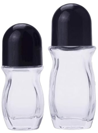 Teksome Refillable Glass Roll- Deodorants Bottles - 2 Empty Essen-tial Oils Roller Bottles Containers with Plastices Roller Ball for for Fragrance, Aromatherapy, Body Lotion