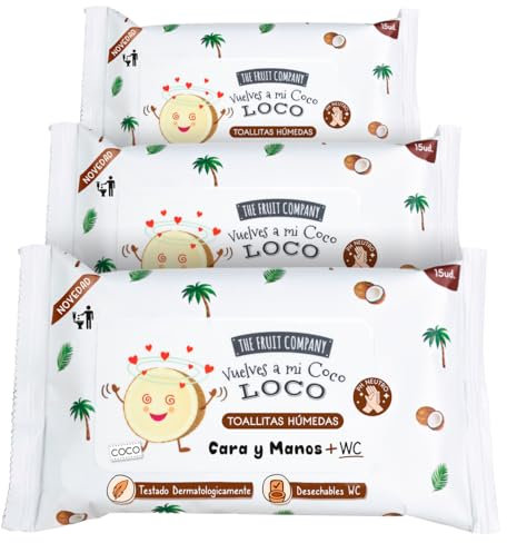 The Fruit Company – Wet Wipes Coconut Hands and Face Toilet Pocket Size Pack 3