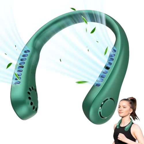 Ventilatore portatile da collo – Ventilatore a batteria a lunga durata, ventola di raffreddamento a 3 velocità, ventilatore da collo ricaricabile senza foglie senza foglie, alla, per cuffie
