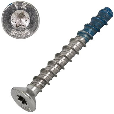 SCREW REBEL Betonschraube Senkkopf mit Bimetall Spitze. Rostfrei A4 – TX50-10 x 70 mm - 50 Stück