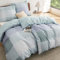 BEDSURE Bettwäsche 135x200 4teilig Bettbezug - Bettwäsche-Sets 135 x 200 cm 2er Set mit 2 Kissenbezüge 80x80cm, ÖKO-TEX Wendebettwäsche Bedding Blau Plaid Kariert Muster mit Reißverschluss