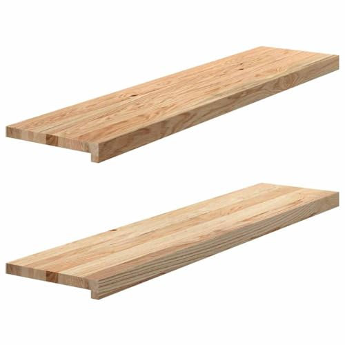 vidaXL Fensterbänke 2 Stk. Unbehandelt 110x25x2 cm Massivholz Eiche, Fensterbrett, Holz Treppenstufe, Holz Fensterbrett, Fensterbank Eichenholz