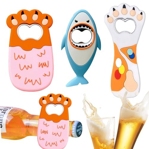 Mengger Cavatappi, 3 Pezzi Apribottiglie Divertenti Magnetico per Birra, Portatile e Creativo - Shark Bottle Openers