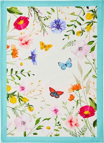 Blütenträume Geschirrtuch Ein Stück vom Glück, 50 x 70 cm, beige: Küchentuch aus 100% Baumwolle, farbiger Motivdruck. Premiumqualität. Geschenk Kochen, Abendessen, Grillen