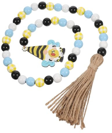 Cabilock Pastoralen Stil Bee Thema Girlande Handgemachte Holzperle Quaste 85cm Wandbehang