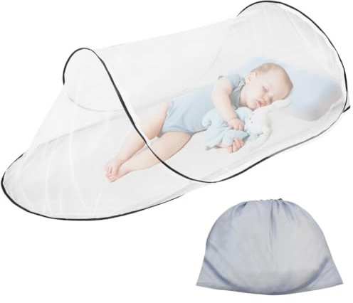 Yuragim Faltbares Moskitonetz, 200x80x56 cm Pop Up Moskitonetz Bett, Tragbares Reise Klappbar Mückennetz Einzelbett Campingzelt für Zuhause&Camping, Mosquito Netz für Erwachsene Kinder Baby (Schwarz)