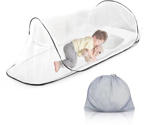 Pardofelis Moustiquaire de voyage, 200 x 80 x 56 cm, pour lit pop-up, pliable rapidement, pour la maison, pour tentes de camping, pour prévenir efficacement les moustiques