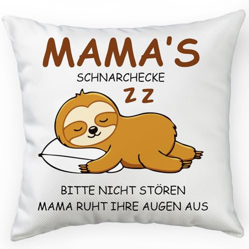 FLYWIND Geschenk für Frauen Mama Geburtstag,Mama's Schnarchecke Geschenke für Mutter Lustige Weiß Kissenbezug Faultier 45 * 45cm Geschenk zum Muttertag Muttertagsgeschenk