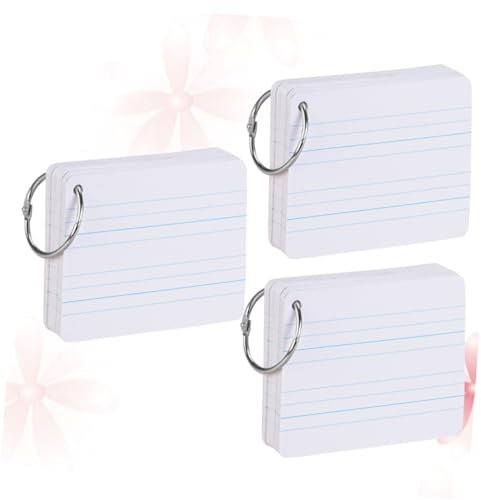 Yardwe 3stücke Englische Wortkarte Pinyin-Karte Blankokarte Pinyin Für Schüler Hochwertiges Papier Beidseitig Beschreibbar Und Eisenring-Design Weiß