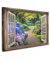 MuchoWow© Wandbilder Groß 120x80 cm XXL Schlafzimmer Home Deko Wohnung Bild Wohnzimmer Fotoleinwand Wand Bilder Leinwand Wall Decor Fensterblick - Garten - Fenster - Hortensie - Blumen