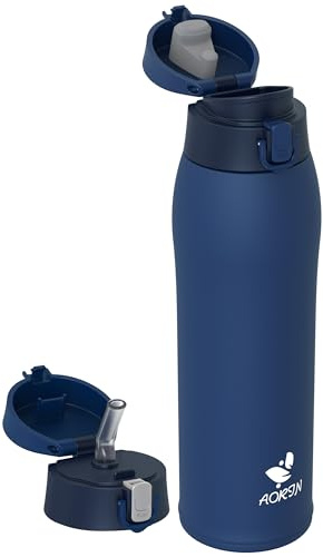 AORIN Gourde Isotherme, 950ml Bouteille Isotherme avec 2 Couvercles, Gourde Enfant en Acier Inox 18/8, Gourde Sport Anti-Fuite, Mug Isotherme sans BPA pour Sport, Extérieur et Quotidien