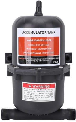 Acouto Druckspeicher 0,75 L Unter Druck für Wohnmobile, Maximal 125 PSI / 2 MNPT-Anschluss mit 2 Klemmen, PTFE-Band