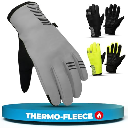 MIVELO Winterhandschuhe Winddicht & wasserfest - Warme Handschuhe mit 3M-Isolierung für Damen & Herren - Fahrradhandschuhe mit Touchscreen-Funktion - rutschfest & atmungsaktiv (Reflektierend, XXL)