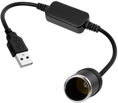 5V USB A Macho a 12V Enchufe Adaptador USB Mechero Coche 12V 35cm Adaptador USB a Mechero Hembra 5V a 12V Cargador USB de Encendedor del Coche zócalo Adaptador convertidor de Macho a Hembra