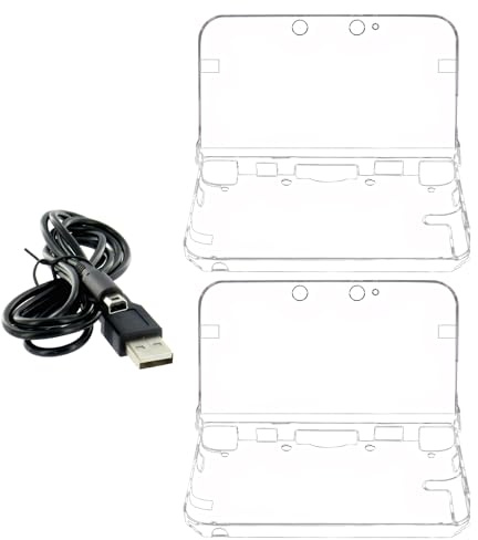 Eniyou Étui Rigide pour la Nouvelle 3DS XL LL, étui Ultra-Transparent pour 3DS XL, Comprend 2 étuis en Cristal PC Transparent et 1 Câble de Chargement USB, en Cristal.