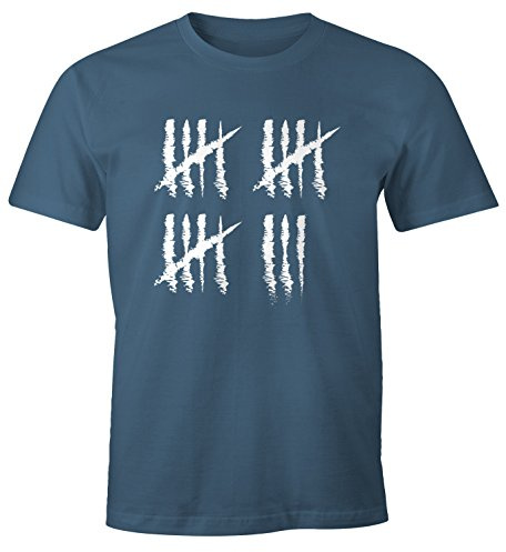 MoonWorks Herren T-Shirt (Style_Variation) Geburtstag Strichliste Striche Jubiläum Jahrgang Geschenk Alter Fun-Shirt