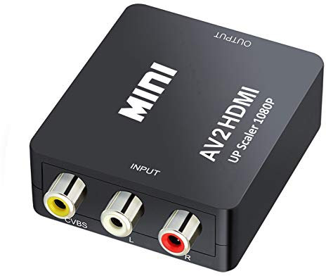 QGECEN Convertitore da RCA a HDMI, Adattatore RCA HDMI, Supporta PAL/NTSC con USB Cavo per PS2 Wii Xbox Gamecube N64 SNES VHS DVD