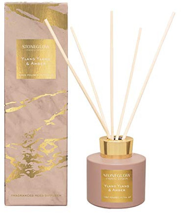 Stoneglow Luna Collection Ylang Ylang & Amber 120ml Scented Reed Diffuser (Pink & Gold)