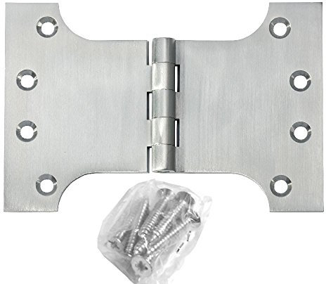 Dzina Parliament Hinge 100mm x 50mm x 100mm x (4 x 2 x 4 Inch) Satin Chrome, Pack Qty 1 Pair