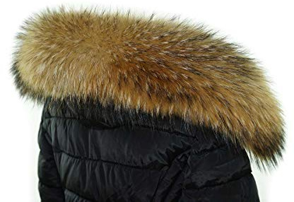 Unbekannt XXL Pelzkragen Finnraccoon Kapuzen Kragen Pelzstreifen Echt Pelz Echtfell Stoffstreifen zum befestigen, 77-80cm lang 16-19cm breit
