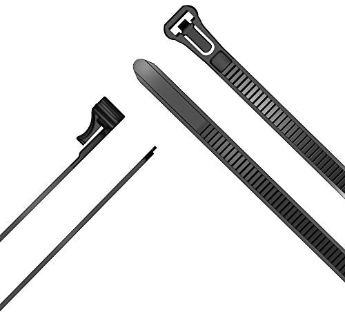 KabelDirekt – Fascette richiudibili, resistenza alla trazione particolarmente elevata (100 pezzi di fascette staccabili, riutilizzabili e riutilizzabili per un uso sostenibile, nero) - 7,4mm x 300mm