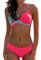 JFAN Femme Maillots de Bain Deux Pièces Push-up Maillot de Bain Triangle Amincissant Classique Bikini Set,Rose-M