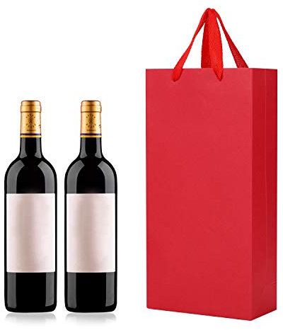 10pcs Wine Gift Bags Paper Champagne Carrier Bag Double Wine Bottle Storage Holder Tote Bag with Handle for Birthday Wedding Anniversary Celebration Party Favors