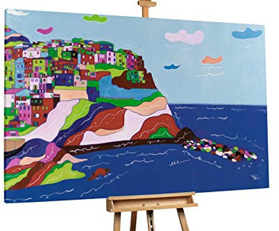 KunstLoft® XXL Gemälde 'Gestrandet im Paradies' 180x120cm | original handgemalte Bilder | Meer Formen Bunt Blau | Leinwand-Bild Ölgemälde einteilig groß | Modernes Kunst Ölbild