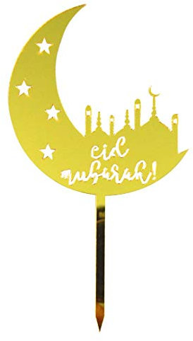 Eid Mubarak Cake Toppers (5pk) - Gold