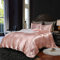 Lanqinglv Bettwäsche 135x200cm 4 Teilig Rosa Satin Seide Seidig Luxus Uni 2 Bettbezug 135x200cm mit Reißverschluss und 2 Kissenbezug 80x80cm
