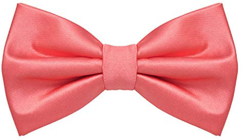 MASADA Herren Fliege Lachs Seidenlook, stufenlos verstellbar, handgefertigt, Hakenverschluss - 12 x 6 cm 100% Polyester