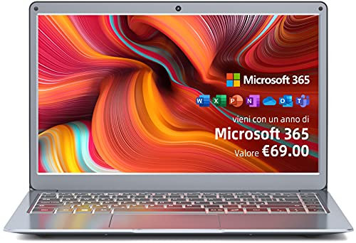 jumper 13.3 Pollici Notebook, Microsoft 365 PC Portatile, 4GB RAM 64GB ROM, Windows 10 Laptop, Intel Celeron CPU, USB 3.0 Bluetooth 4.2 Espandibile fino a 1TB SSD+256GB TF, 2.4G/5G WiFi