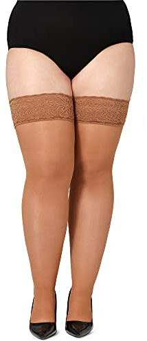Bellivalini Damen halterlose Strümpfe mit Spitze Plus Size 40 DEN BLV-1127