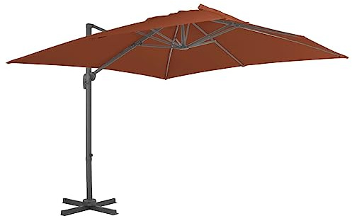 vidaXL Ampelschirm mit Aluminium-Mast Sonnenschirm Gartenschirm Marktschirm Strandschirm Schirm Kurbelschirm Terrakotta-Rot 400x300cm