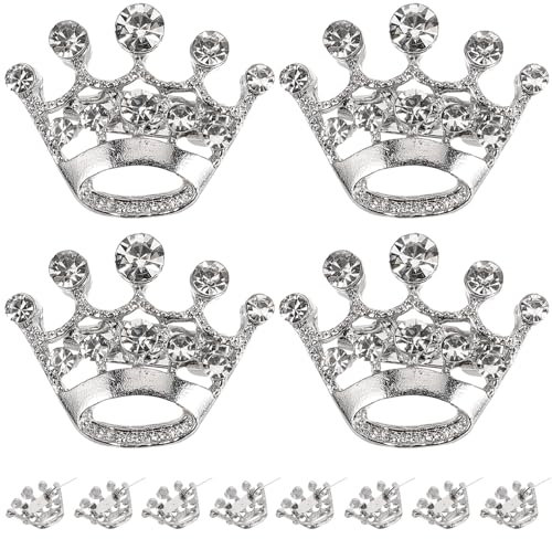 VICASKY Brosche Silber 12PCS Krone Brosche Pin Krone Brosche Silber Kristall Broschen Schals Schnalle Kragen Pin Krone Brosche Krone Brosche Gold Corsage Bouquet Kit Hochzeit Party Pageant Brosche