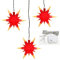 Dekohelden24 3er Set Weihnachtssterne aus Kunststoff in rot/gelb, inkl. LED Beleuchtung und 6h Timer, für Batteriebetrieb, für Innen und Außen geeignet. Maße je Stern L/B/H: 13,5 x 5,5 x 12 cm.
