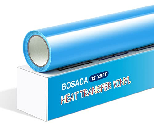 BOSADA Heat Transfer Vinyl 12 x 5ft HTV Iron on Transfer Paper for DIY Clothing,Logo,Hat,Fabric (Sky Blue)
