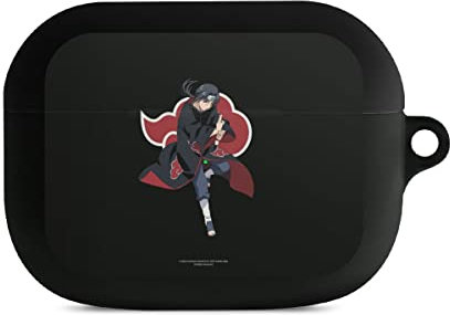 Hülle mit Karabiner kompatibel mit Apple AirPods Pro 1. Generation Case schwarz Schutzhülle mit Schlüsselanhänger Itachi Uchiha Offizielles Lizenzprodukt Naruto Shippuden