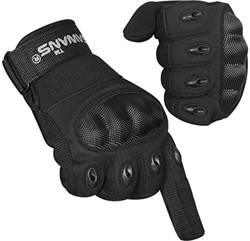 SAWANS Guanti da moto sportivi per motocicletta, a dita intere, ATV, equitazione, uomo, donna, hard knuckle, touch screen, MTB, mountain bike, ciclismo, escursionismo, ciclismo, arrampicata (L, nero)