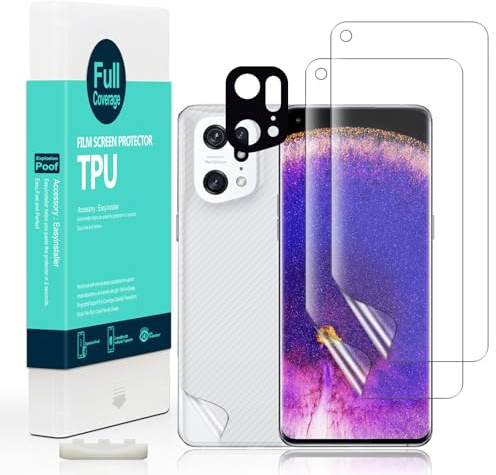 Ibywind Protection Écran pour Oppo Find X5 Pro 5G 6.7[Paquet de 2],Protection arrière Effet Fibre de Carbone,Compatible avec Lecteur d'empreintes digitales