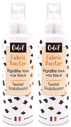 Odif - Fabric Booster - Rigidifie les Tissus - Maintien du Tissu sur Machines à Coudre et à Découper - Idéal pour Modeler les Tissus en Origami et Tricot Rigidifié - Spray 200 ml - Lot de 2
