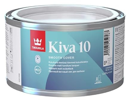 Tikkurila Kiva 10 - Matt Lacquer for Wooden Furniture, Trim, Doors & Windows - 0.25 Litre