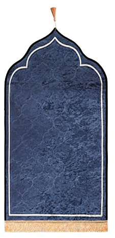 FakeFace Muslimischer Gebetsteppich, Islamische Gebetsmatte für muslimische Gebete, Ramadan-Geschenk für Männer Frauen, türkischer Taschen-Betteppich, 60 * 110cm Dicker Sajadah Samtteppich