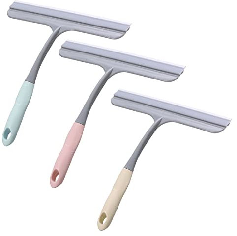 Fensterabzieher,3 PCS Fensterwischer mit Weichgummigriff Fensterputzer Duschwischer Gummiwischer Fenster Abzieher Wischer Werkzeug für Spiegel Badezimmer Fenster Bodenglas